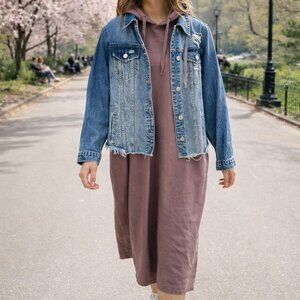 Midi dress with denim jacket set S/M small-medium